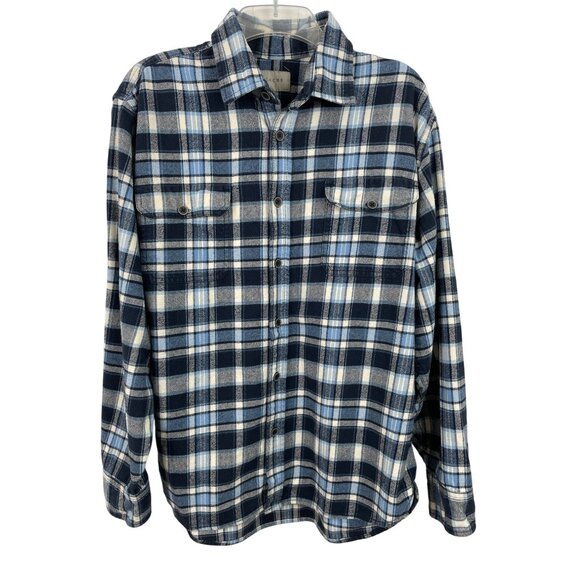 Jachs Other - Jachs Mens XL Heavyweight Flannel Shirt Long Sleeve Button Up Blue White Plaid
